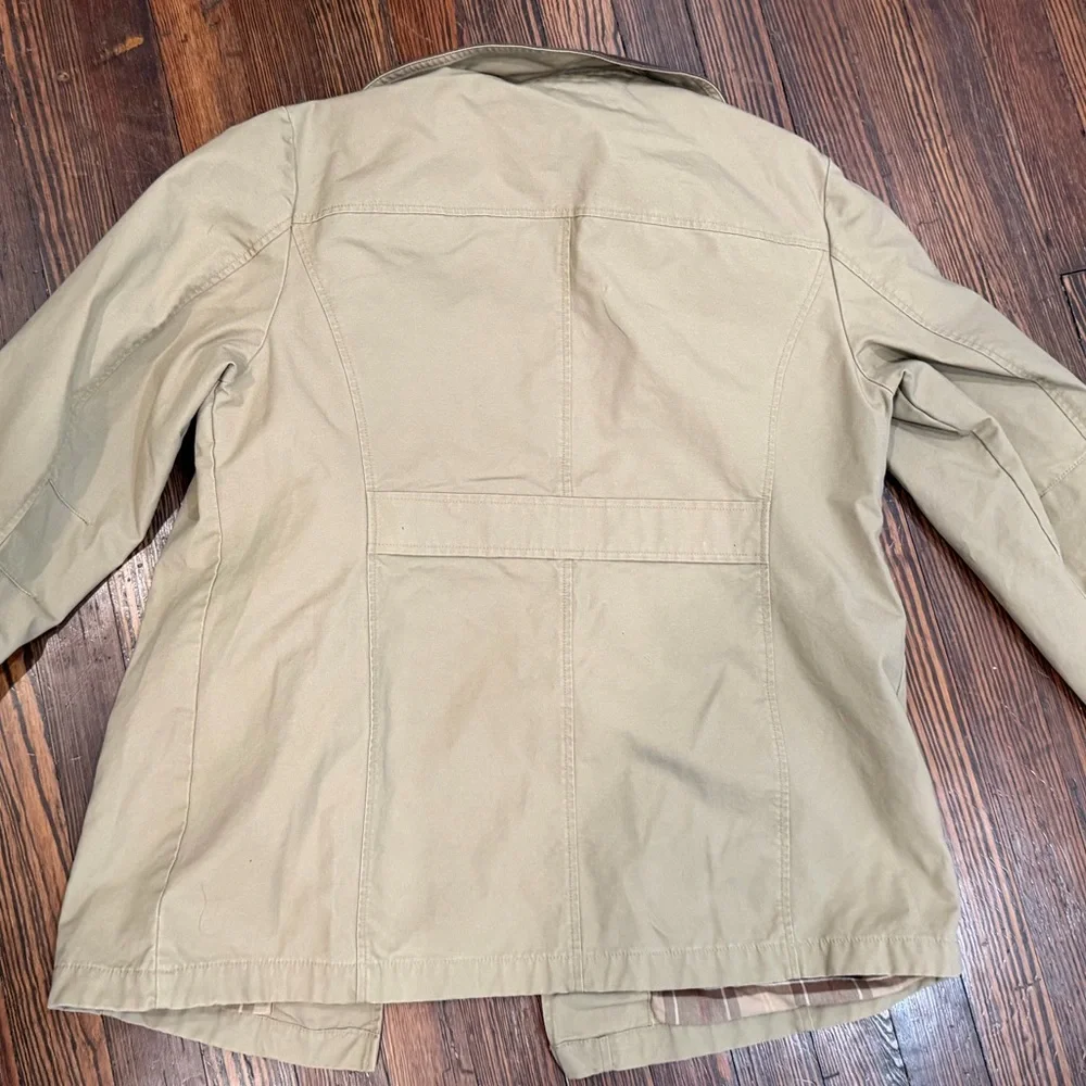 L.L. Bean Adirondack Barn Coat Flannel Lined Women’s Sz L Khaki Brown Rn71341 - Picture 5 of 11